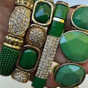 Green and Gold Emerald Bracelet with Diamond Accents